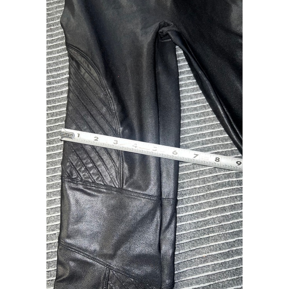 Spanx Faux Leather Moto Leggings Very Black High Rise Petite Medium M/M - Picture 10 of 15